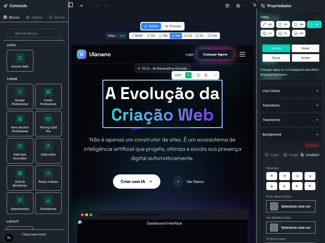 Page Builder Ulanano Com Ia Integrada